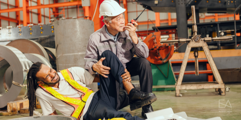 Acidente no trabalho em uma fábrica